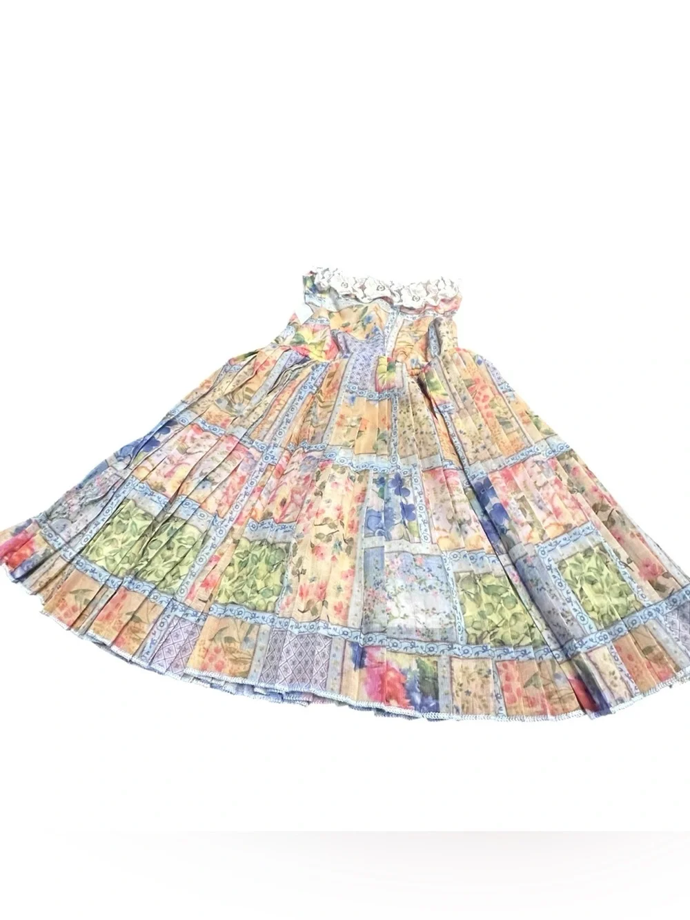 Blueberi Boulevard Girls 2T Patchwork Floral Lace Collar Dress